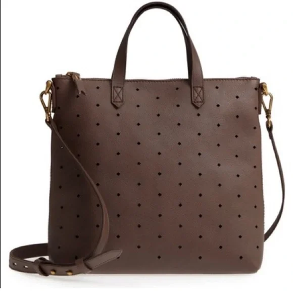 Madewell Bags | Brown Perforated Leather Medium Transport Bag | Great Condition - Picture 1 of 7